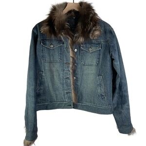 DAMSELLE New York Fox Fur Jean Jacket Size M